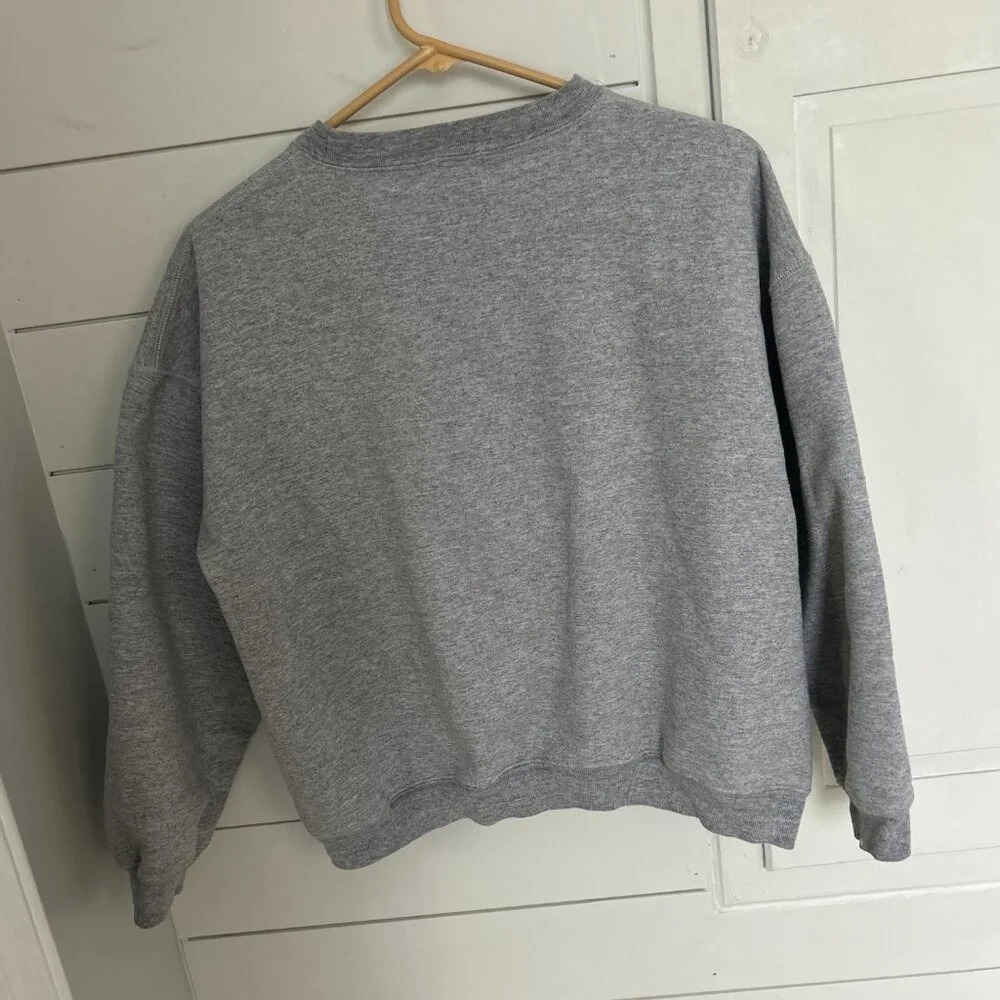 Calvin Klein Gray Cropped Pullover Sweatshirt Crewneck Vintage 90s Youth Large - Picture 3 of 3